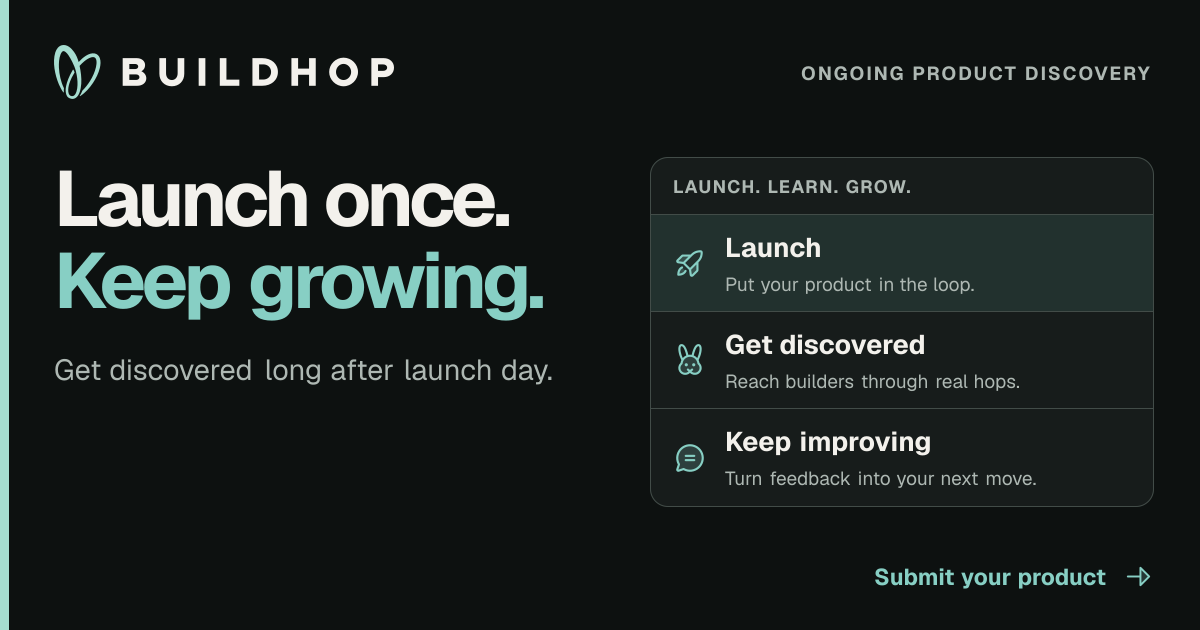 BuildHop | Endless startup inspiration. One hop at a time.